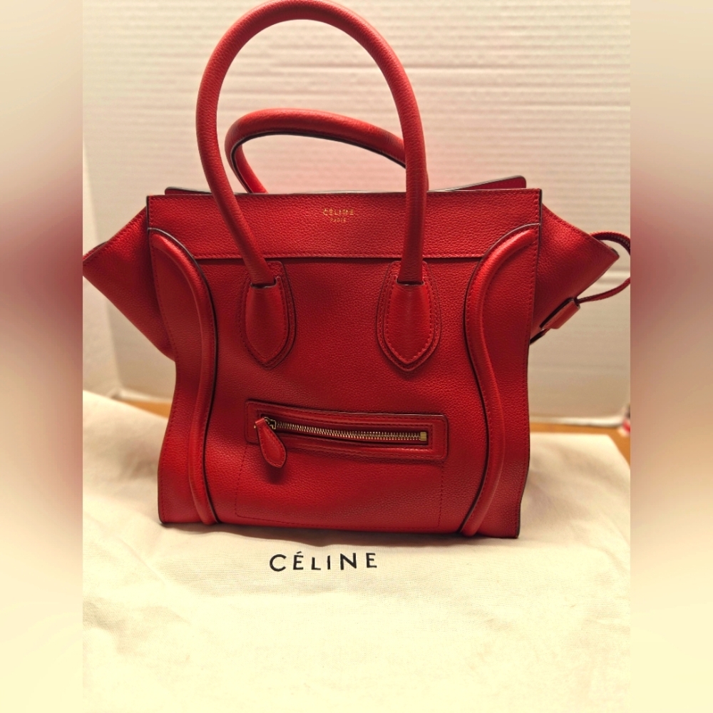 Celine red large tote bag purse great condition
